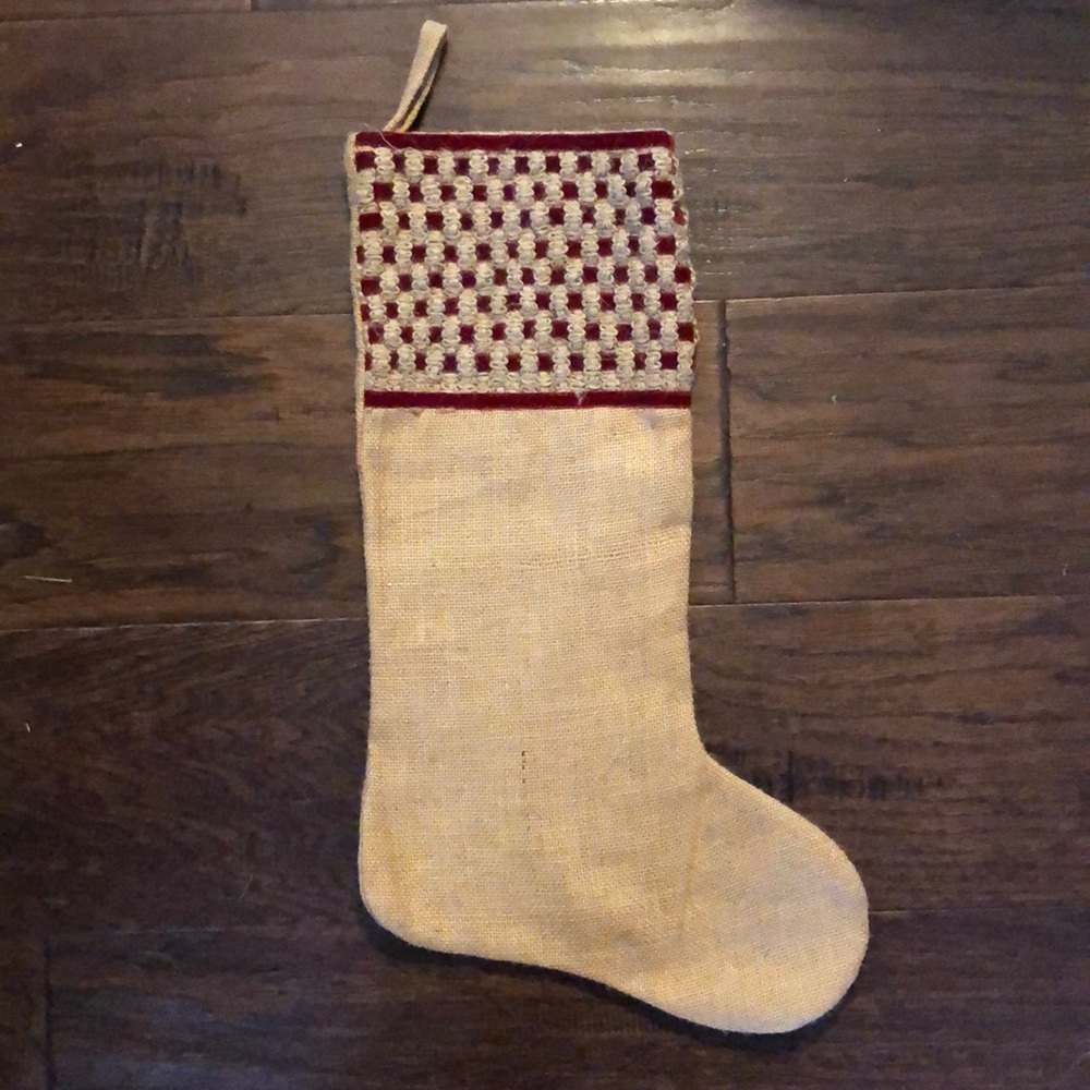 Burlap holiday stocking